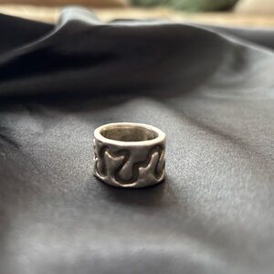 Italian 925 Sterling Silver Sculpted Wave Band Ring – Modernist Statement Size 6